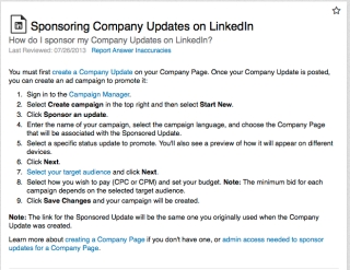 Sponsor Company Updates on LinkedIn